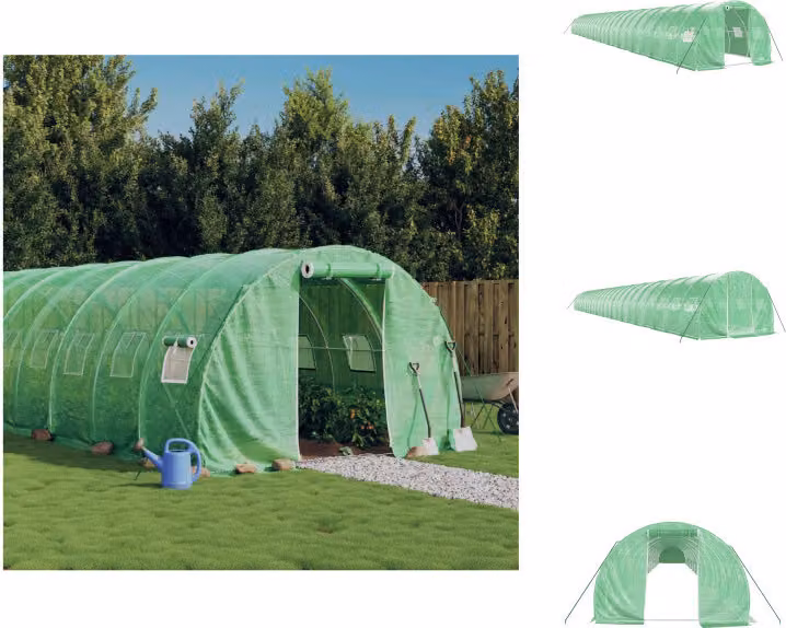 vidaXL Serra con struttura in acciaio verde 72 m² 24x3x2 m - Serre