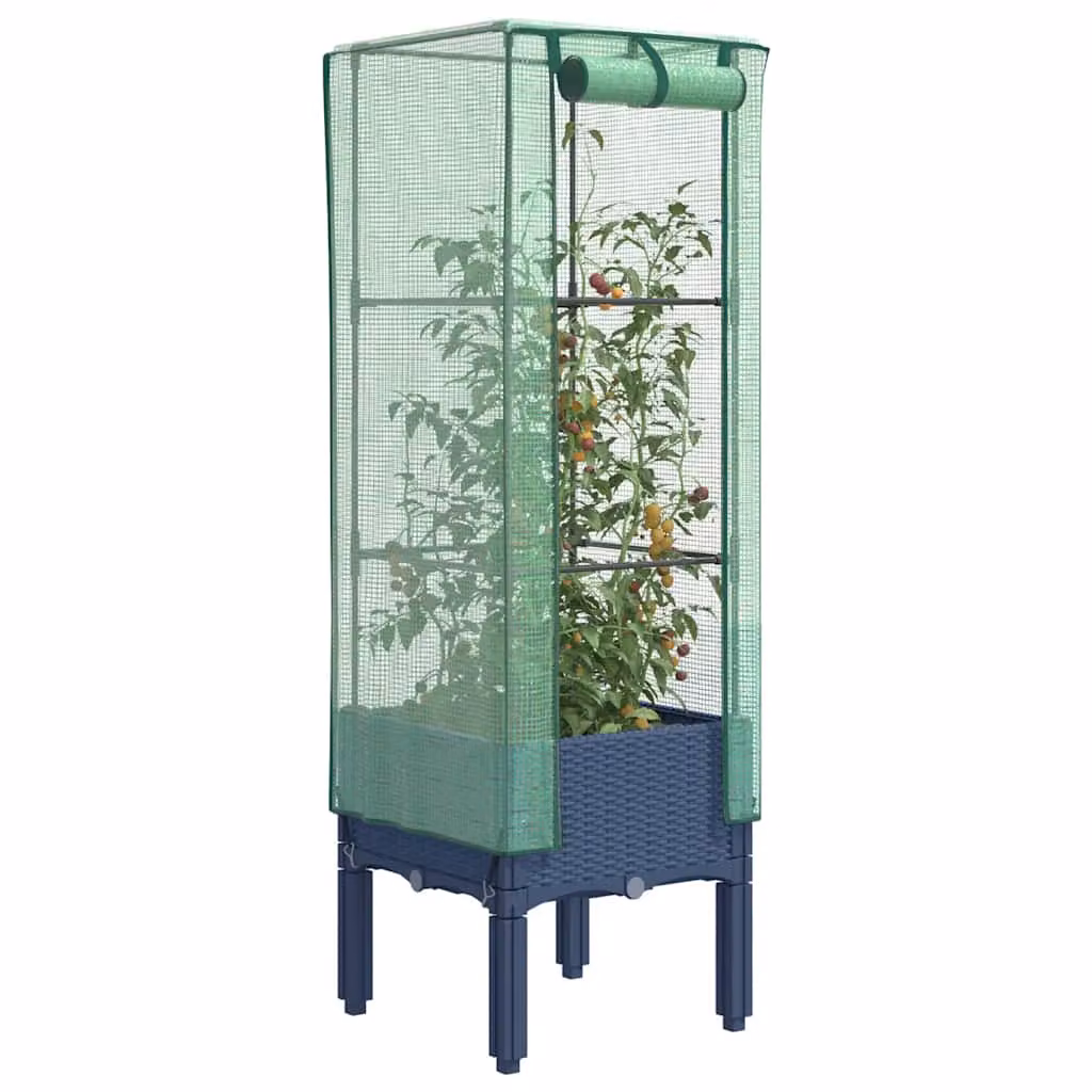 Letto rialzato con copertura effetto rattan vidaXL per orto e giardino, L/P/H: 40 x 40 x 140 cm