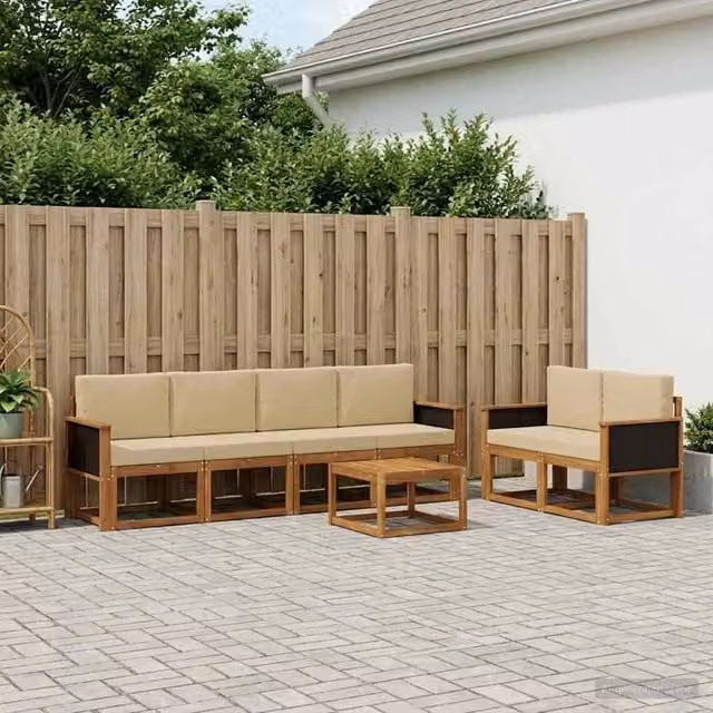 Set di divani da esterno 6 pz Naturale 3385004