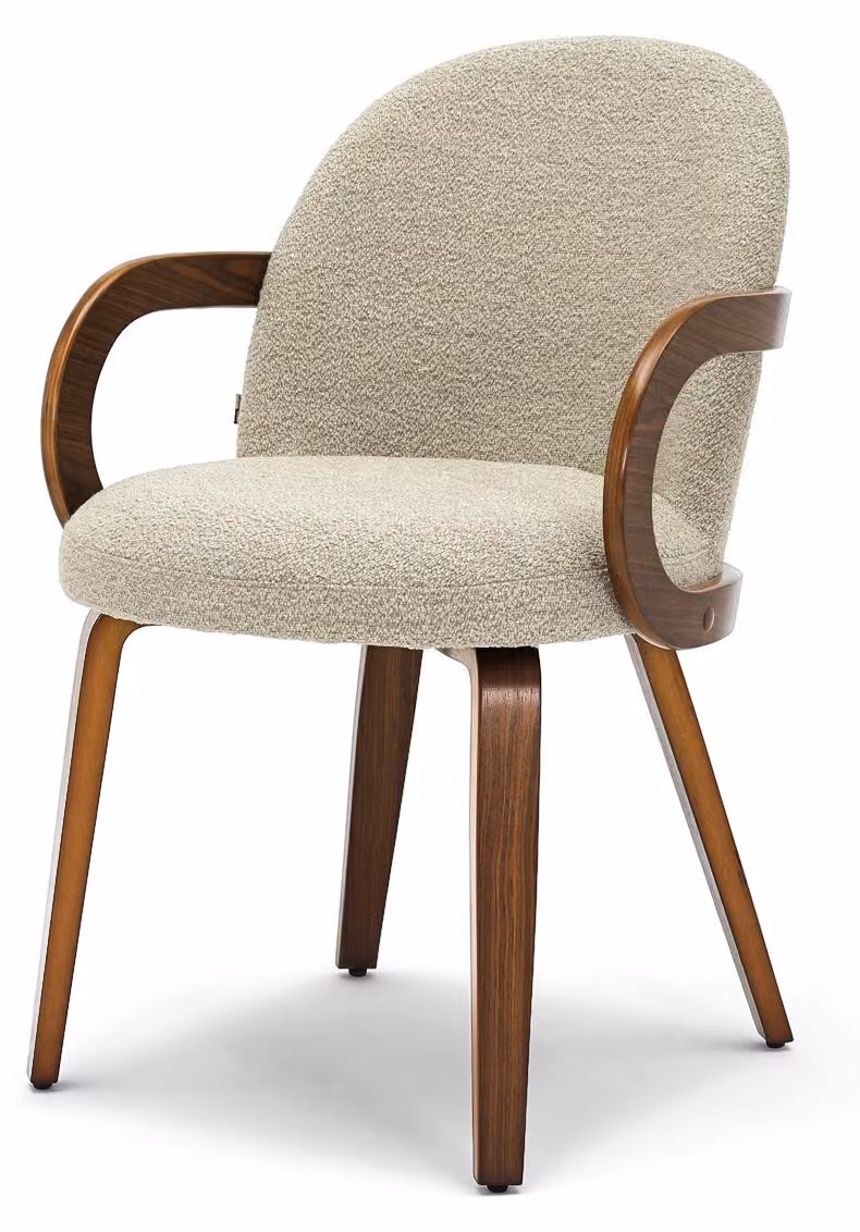 Sedia da pranzo imbottita DAISY - beige / noce