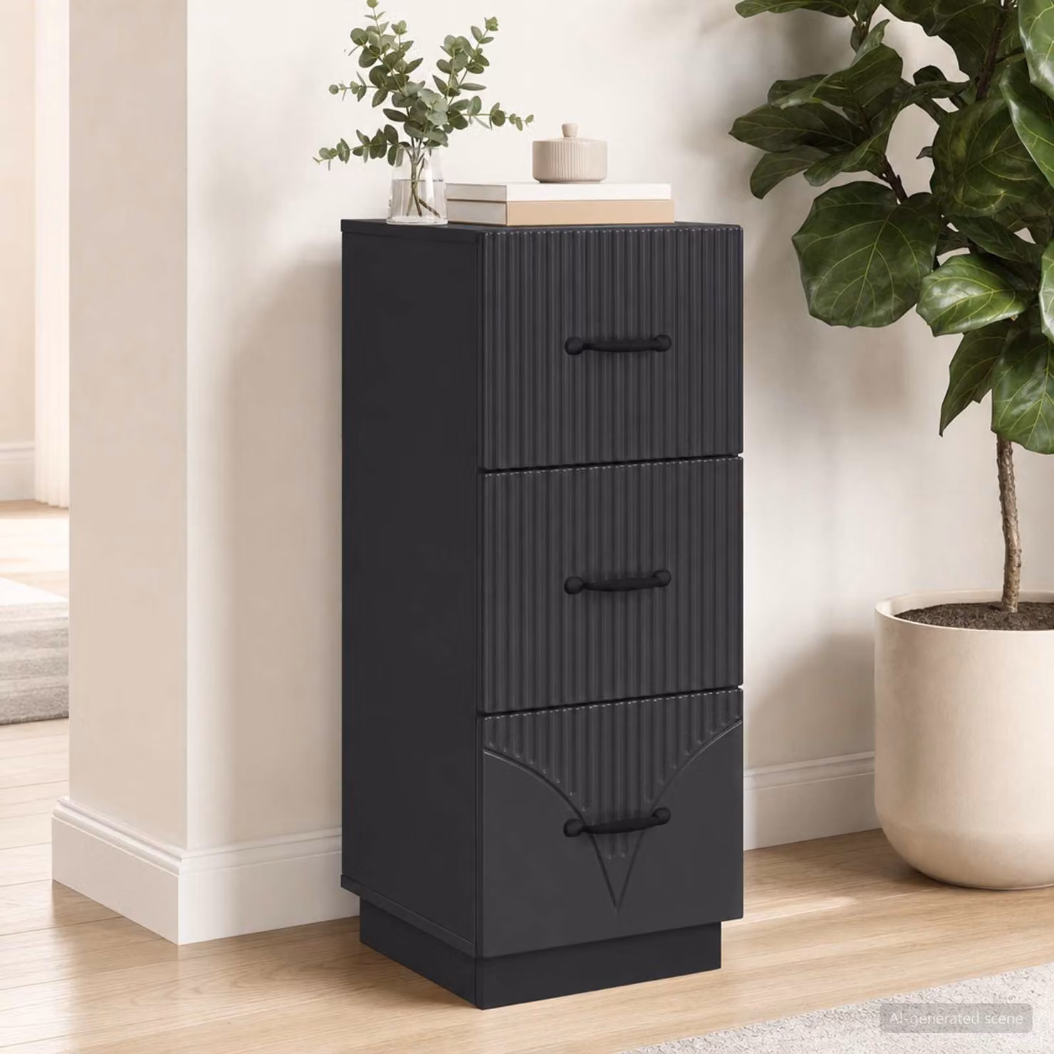 Carrello mobile con cassetti vidaXL in legno ingegnerizzato nero L 33 cm, P 34,5 cm, H 87 cm