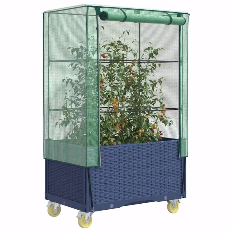 Letto rialzato con copertura e ruote effetto rattan vidaXL, L: 80 cm, P: 46 cm, H: 182 cm