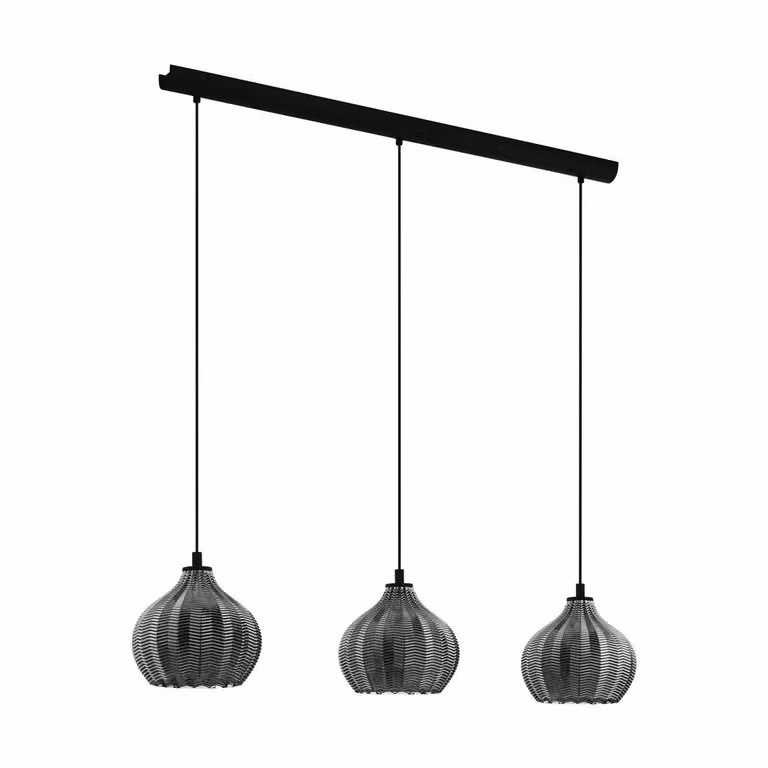 Lampadario Contemporaneo Tamallat 3 Luci Acciaio Nero