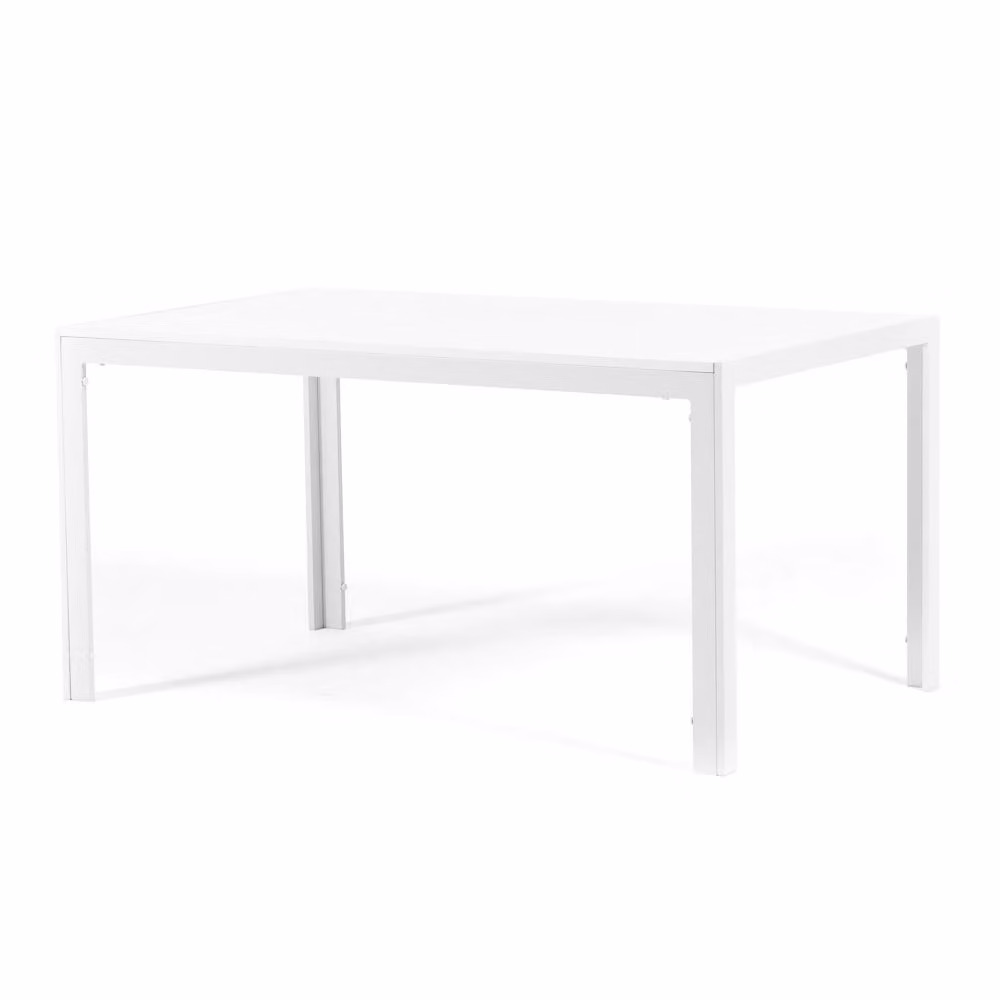 Tavolo rettangolare da interno 150×90 cm – Struttura in alluminio e piano in MDF, elegante e versatile per cucina, sala da pranzo e soggiorno – NOAH – Bianco/Legno bianco