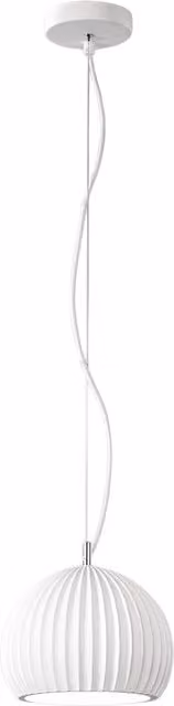 Lampada a sospensione Perenz Minea bianca in metallo e ceramica con design moderno a cupola e altezza regolabile per lampadina E27