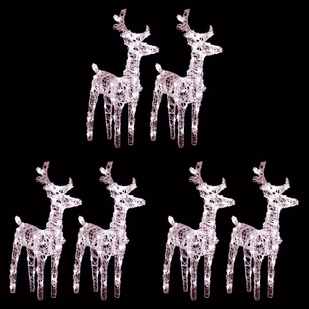 The Living Store Renna a LED 6 pezzi. Bianco caldo 240 LED acrilico