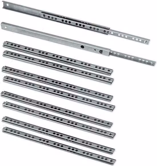 Guida per terreni accidentati, con cuscinetti a sfere, 17x182 mm, per montaggio parziale, zincata, 5 pezzi