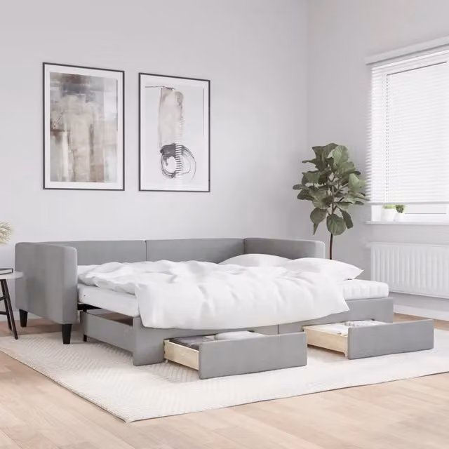 Divano Letto Moderno vidaXL Grigio con Struttura Imbottita per Soggiorno e Camera da Letto