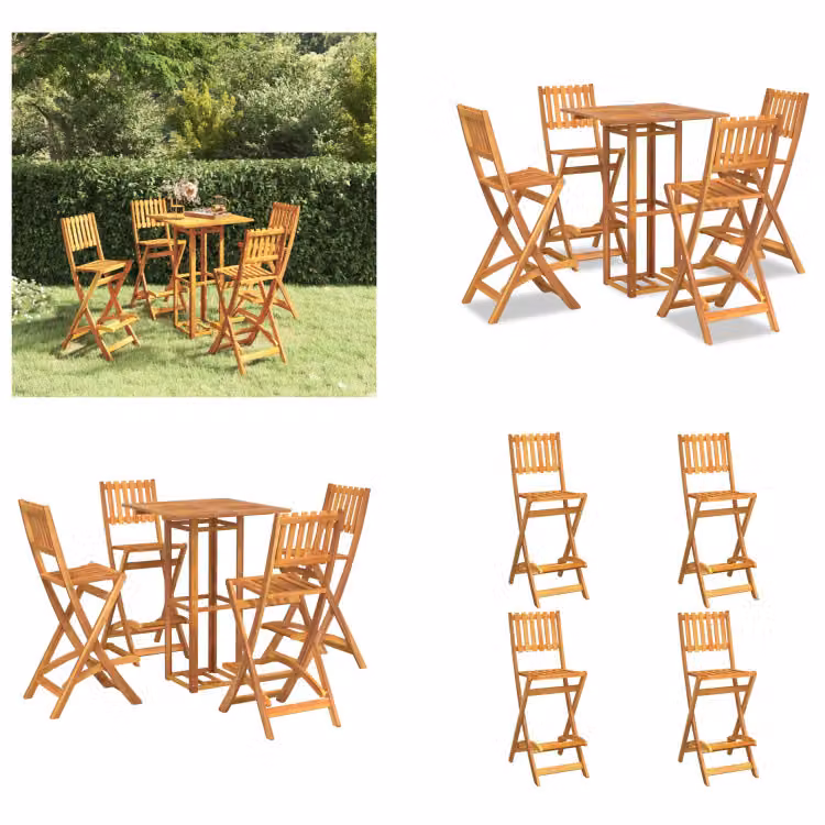 vidaXL set bar da giardino 5 pezzi in legno massiccio di acacia - set bar da giardino - set bar da giardino - set bar - set bistrot