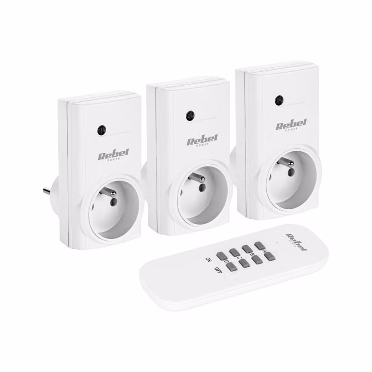 Rebel URZ1226 Prese telecomandate, 3 pezzi con telecomando, bianco