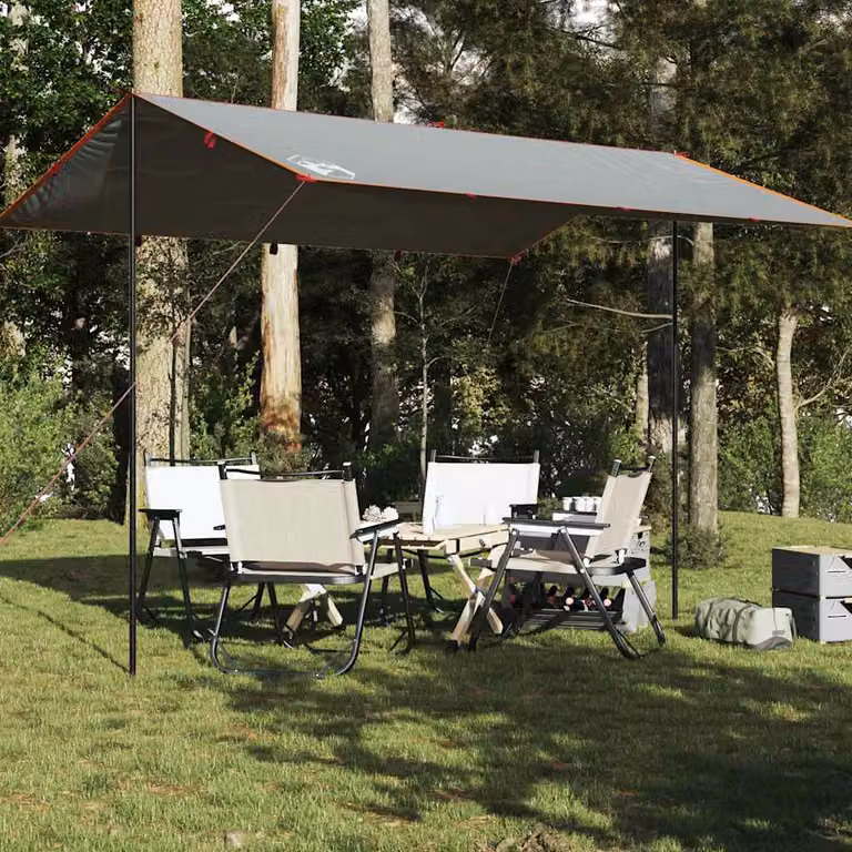 Telone da campeggio impermeabile vidaXL in poliestere, Grigio/Arancione, 400x294 cm
