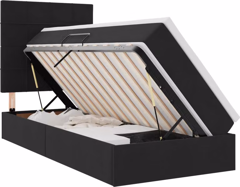 Letto con contenitore e materasso Nero 90 x 200 cm Velluto