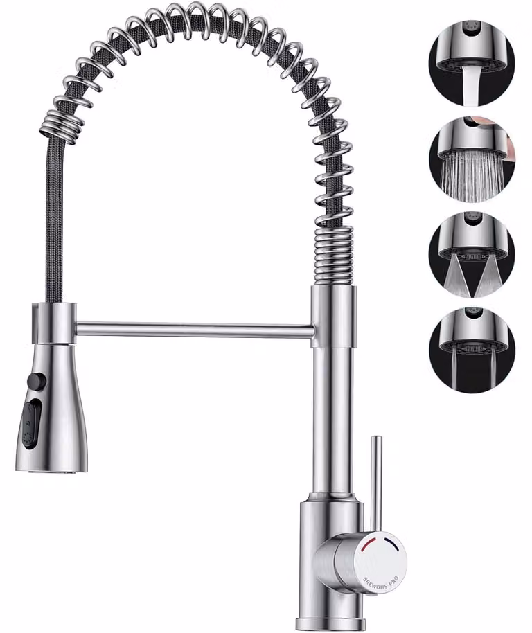 Miscelatore da cucina estraibile con doccetta - Girevole 360° - Acciaio inox - Doccetta estraibile fino a 60 cm