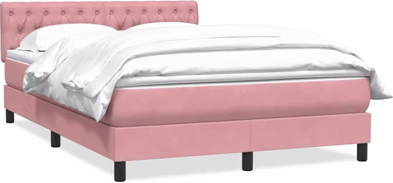 Giroletto a Molle con Materasso Rosa 140x220 cm in Velluto