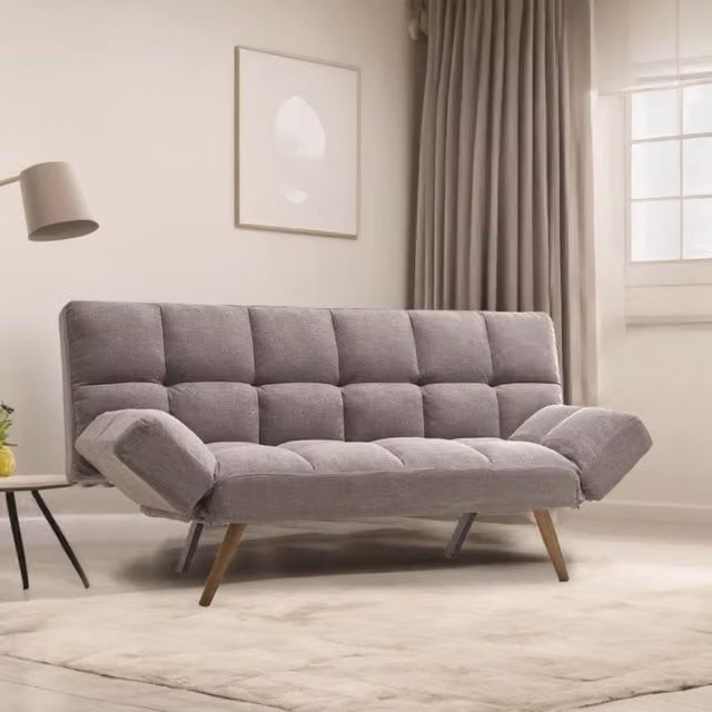 Divano letto Dube con braccioli pieghevoli in tessuto grigio
