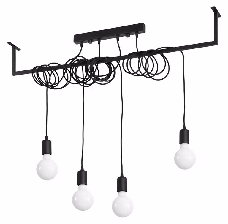 Lampada a sospensione, acciaio, nera, con altezza regolabile, lunghezza 100 cm