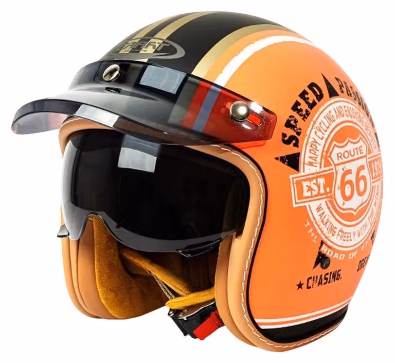 Casco da mezza faccia, resistente agli urti, taglia universale, arancione, XL