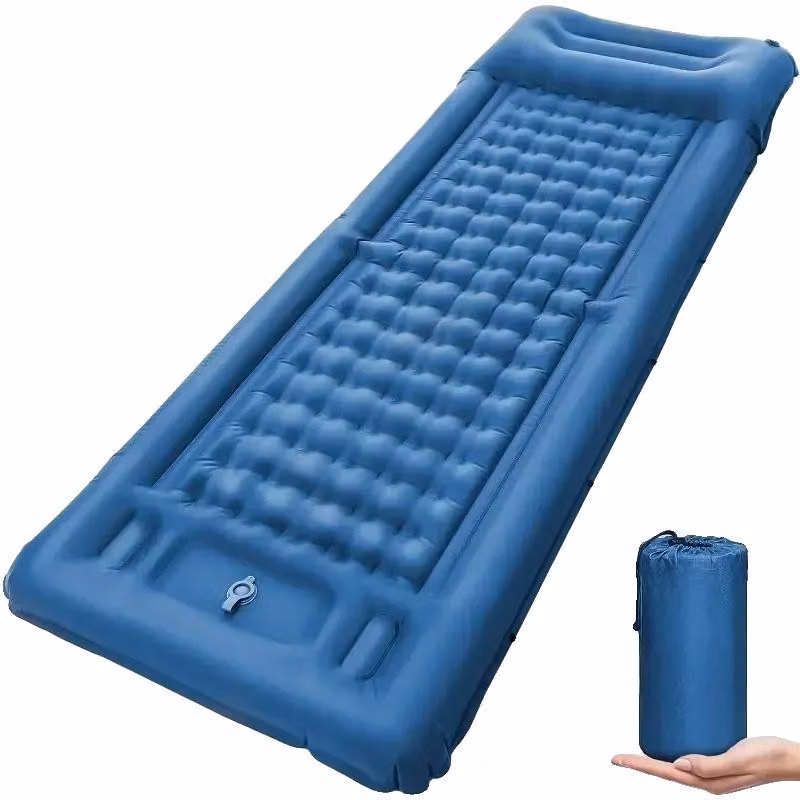 Materassino gonfiabile, design leggero, pompa integrata, colore blu