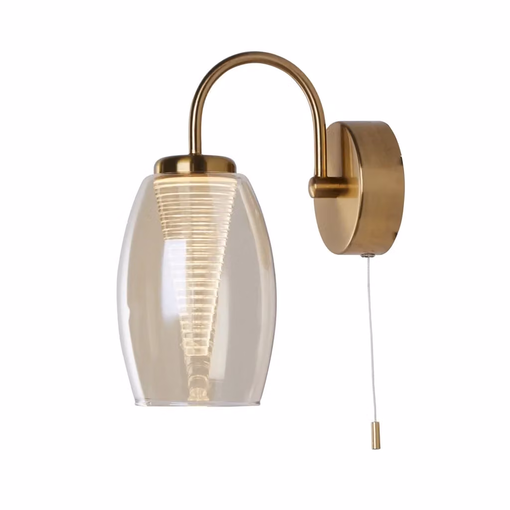 Applique da parete moderna Searchlight Ciclon in metallo bronzo e vetro trasparente con LED da 6W 3000K luce bianca calda – 2