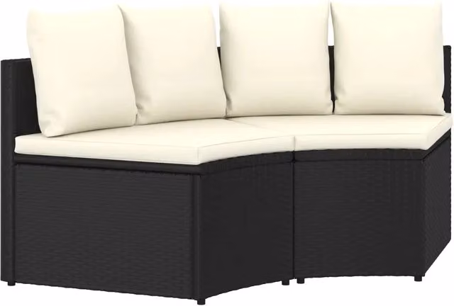 Set di 2 divani da giardino moderni vidaXL con cuscini in tessuto, struttura in metallo nero e bianco