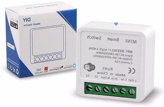 Circuito WiFi intelligente con timer per l'illuminazione e telecomando (16 A), compatibile con Alexa e Google Home