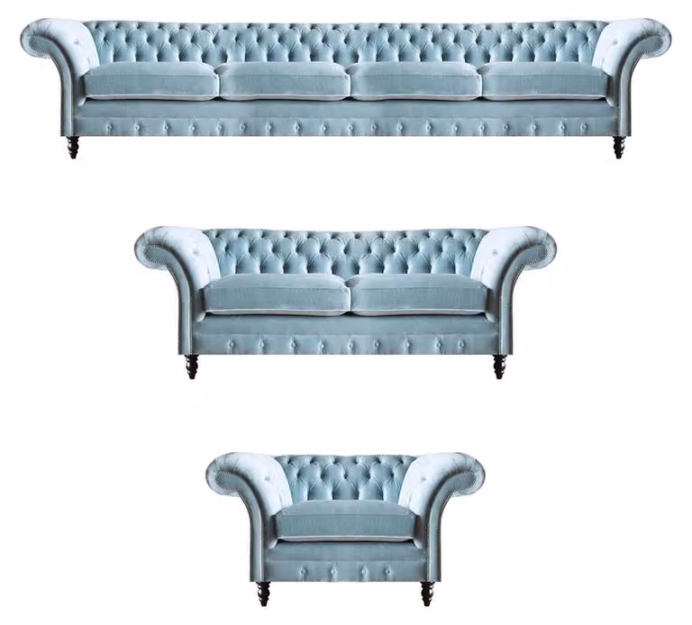 Designer Chesterfield Sofagarnitur Moderner Viersitzer Polster Sessel