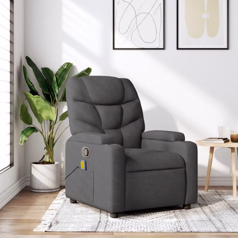 vidaXL Poltrona reclinabile relax in tessuto Grigio con braccioli e leva manuale