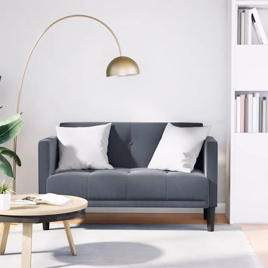 Divanetto vidaXL in velluto grigio scuro, L: 111 cm, P: 67 cm, H: 74,5 cm