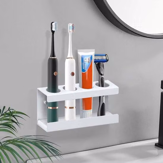 Supporti elettrici per spazzolini da denti, 4 fori, bianchi, 35 mm, con o senza foratura, 2 supporti per testine
