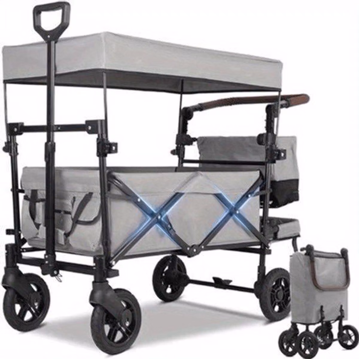 Carrello pieghevole per il trasporto di carichi pesanti - Colore verde scuro - Capacità di carico: 100 kg - Maniglia regolabile