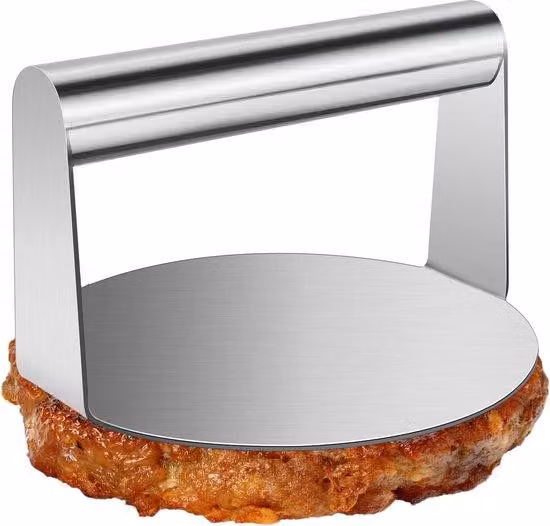 Pressa professionale per hamburger in acciaio inossidabile da 55 pollici - Pressa rotonda per hamburger schiacciati - Accessori per barbecue per piastra da cucina (Plat Topgrill) (rimosso "Ronde Smash" per abbreviare il titolo, aggiunto "für Plat Topgrill