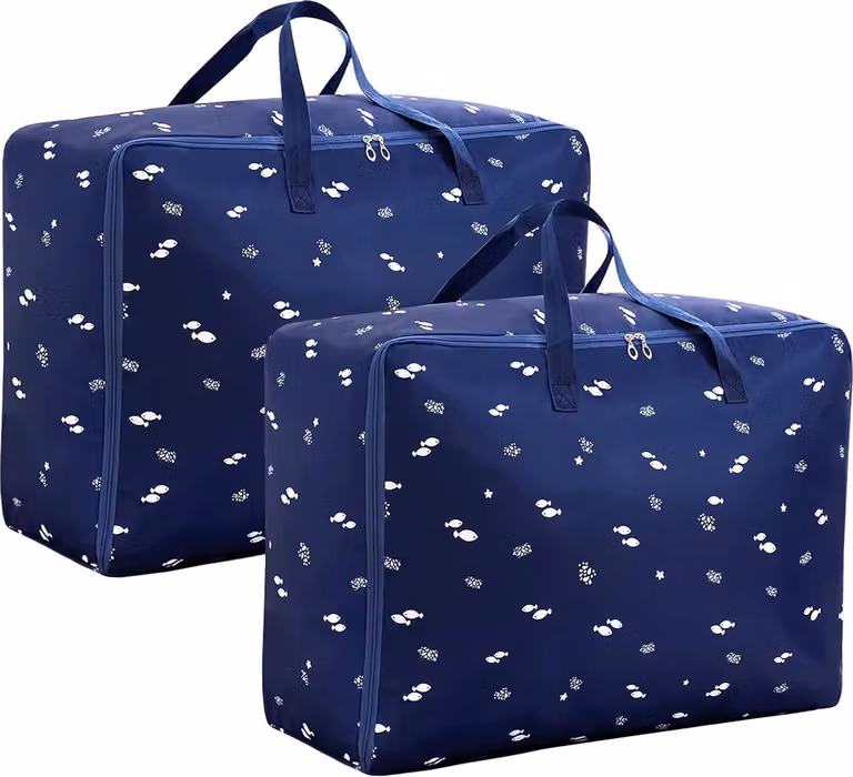 Borsa portaoggetti da 105 litri, confezione da 2, dimensioni 70 x 50 x 30 cm, realizzata in cotone Oxford, ideale per riporre abiti
