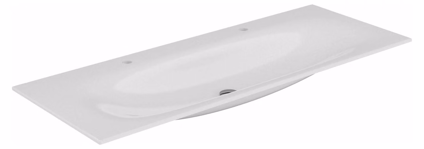 Lavabo doppio in Vetroceramica Keuco Edition 11 1405 x 538 mm per rubinetteria a 1 foro - bianco - 31160311402