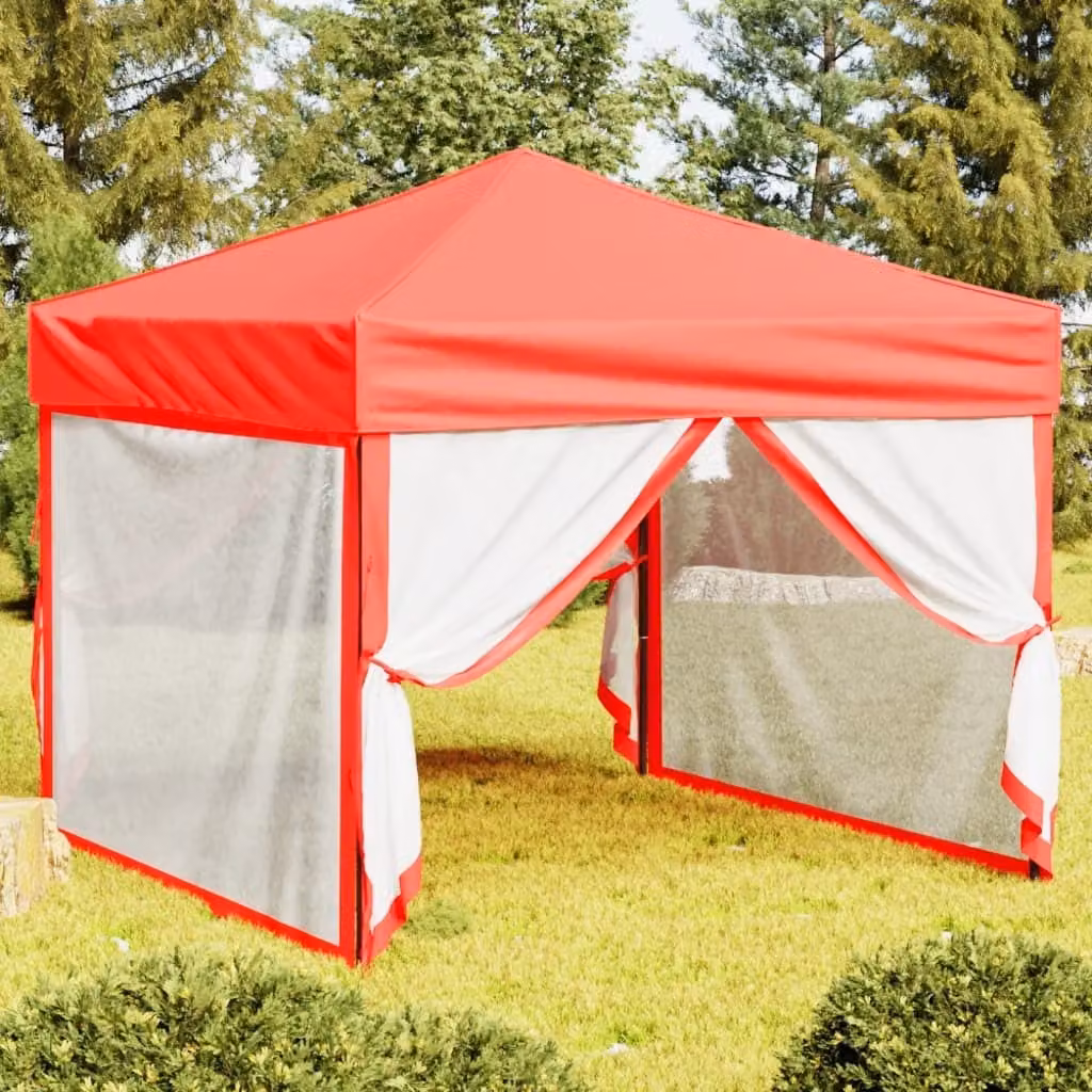 Maison Exclusive - Tenda da festa pieghevole con pareti laterali, colore rosso, dimensioni 3x3 metri