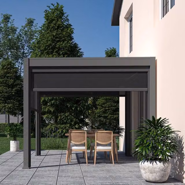 Pergola bioclimatica autoportante Ombrea VS colore Antracite 3x3 m