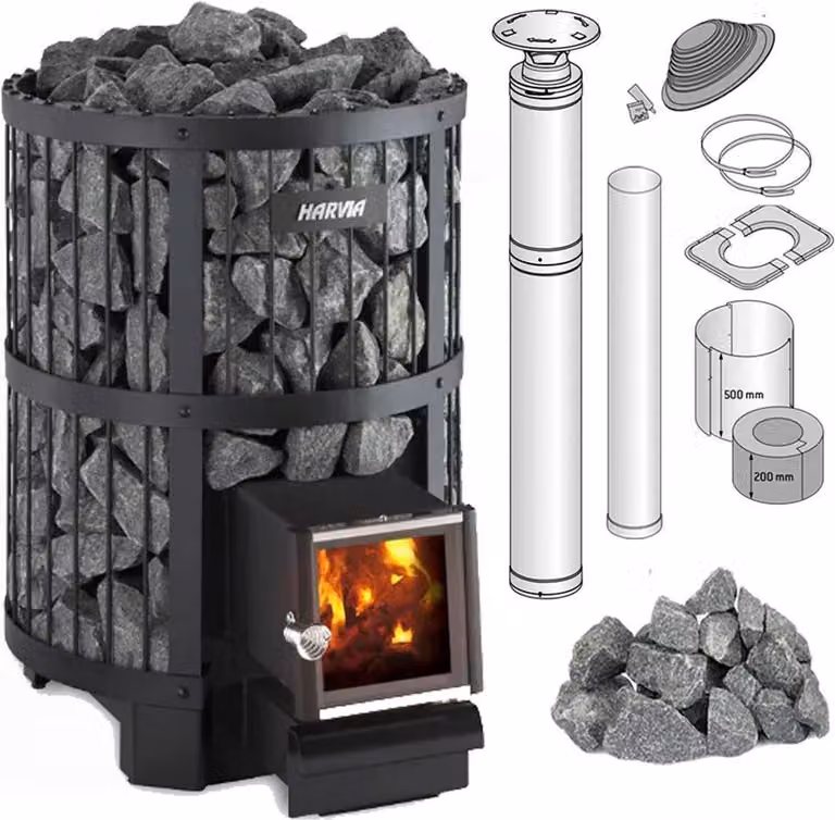 Set per sauna a legna Harvia Legend 240 Sl con pietre e sistema a camino