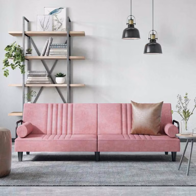 vidaXL Divano Letto Moderno con Braccioli in Velluto Rosa