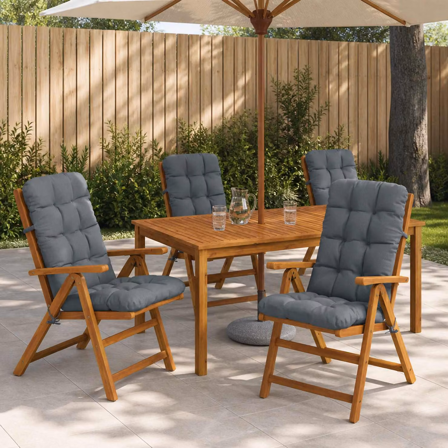 Set di 6 cuscini per sedia alta vidaXL VIANEN in poliestere blu con fodera rimovibile e resistente ai raggi UV