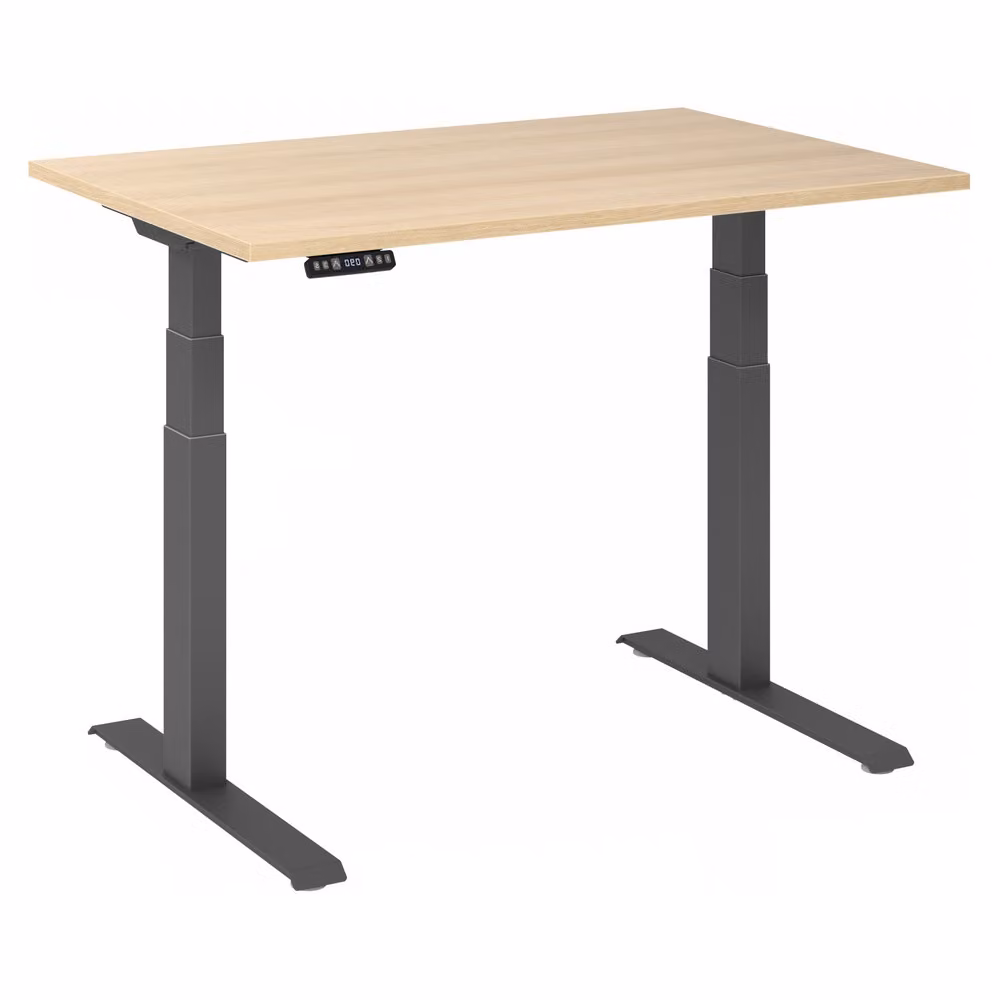 Scrivania regolabile in altezza XDKB | 2 motori | 120 - 180 cm | elettrica, dimensioni piano:120 x 80 cm, colore piano:rovere, colore struttura:grafite