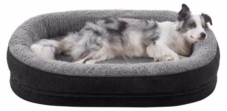 Cuccia ortopedica per cani, taglia media, 89x63 cm, colore nero, impermeabile, rivestita in pile, imbottitura a 360°