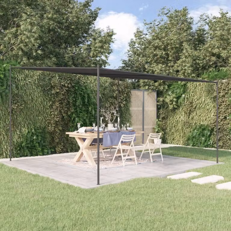 Gazebo The Living Store antracite 4x4 m 180 g/m² tessuto e acciaio