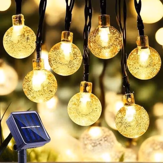 Set di luci solari da 22 metri con 100 LED bianco caldo, per uso esterno