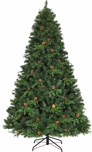 Albero di natale artificiale 225cm con 540 LED, 71 pigne, 1125 rami e un supporto in metallo-Alberi di Natale