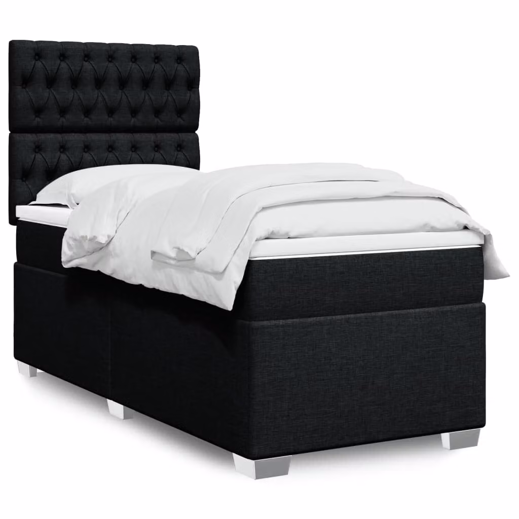 vidaXL Giroletto a Molle con Materasso Ibrido in Tessuto Nero L 80 cm x P 200 cm