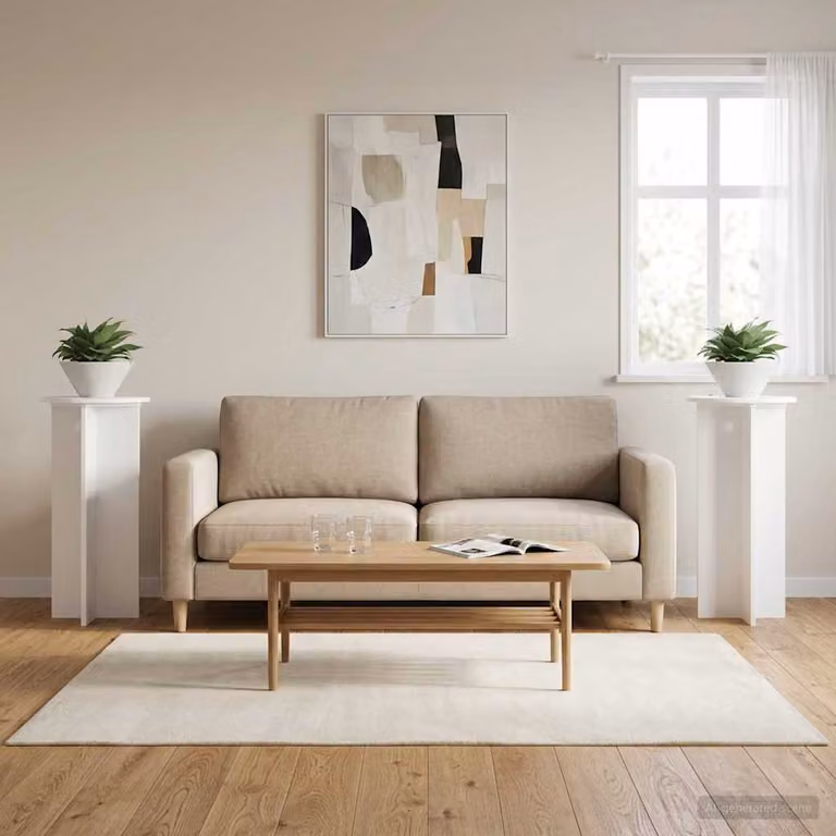 Set di 2 supporti per piante vidaXL in legno MDF, colore bianco, Ø40 x H 80 cm