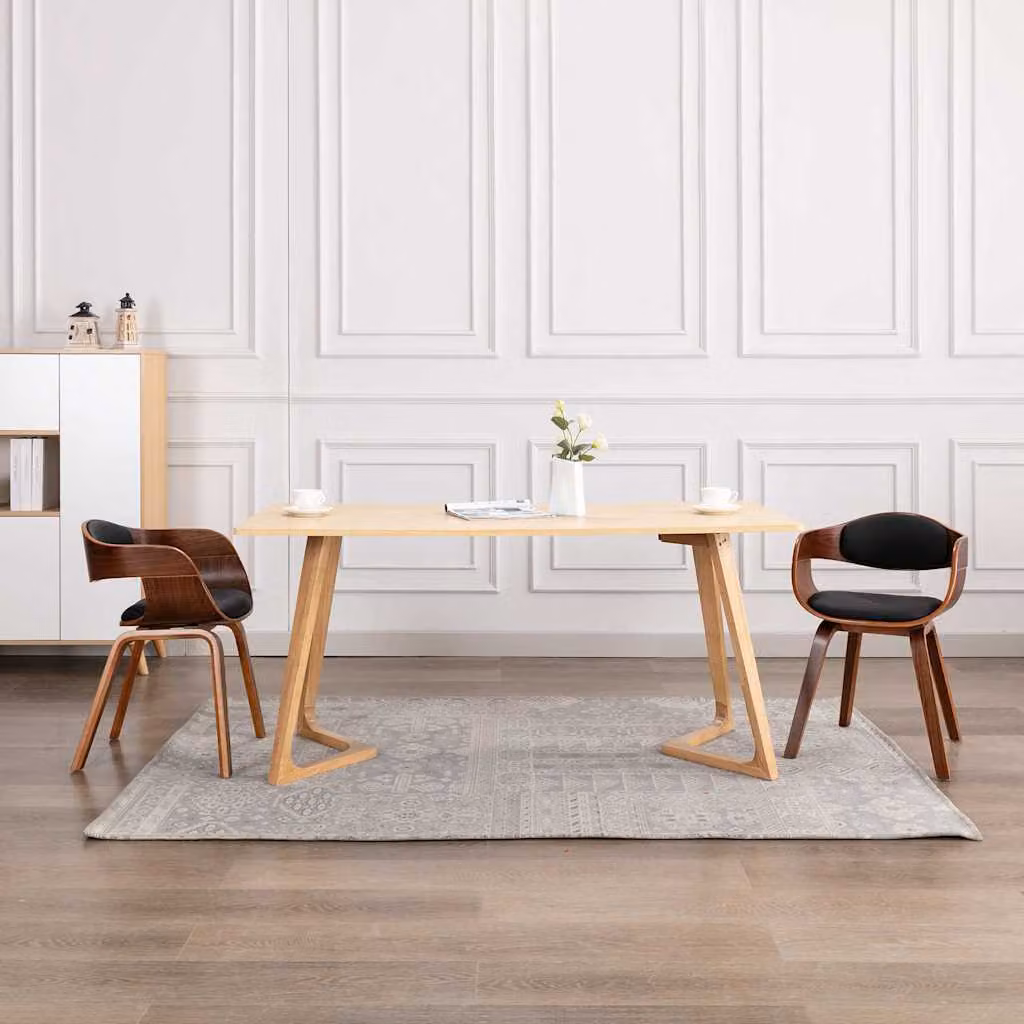 Set di 2 sedie da pranzo moderne vidaXL in legno e similpelle nera – 1