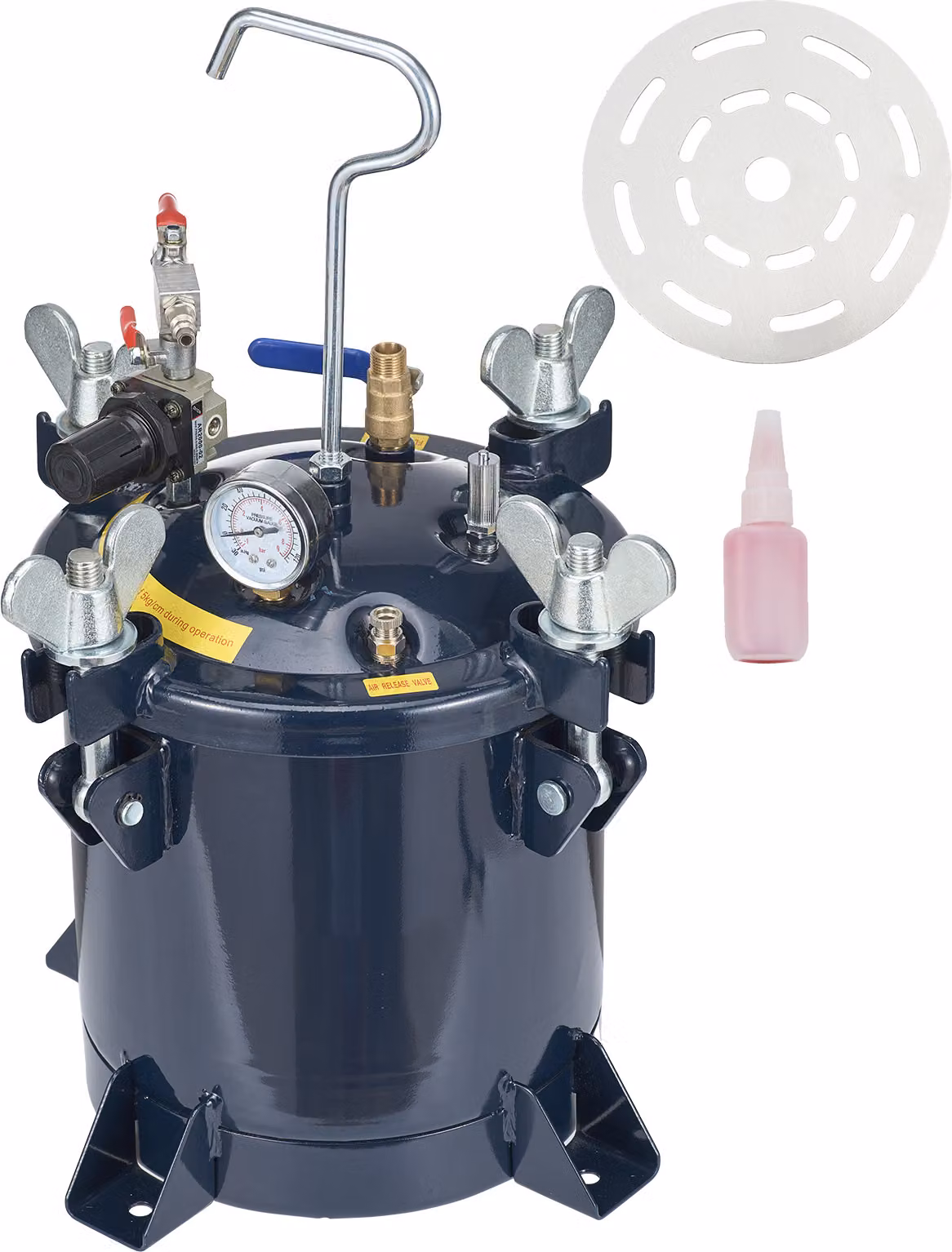 SucceBuy 10L/2.5 Gal serbatoio a pressione per vernice ad aria, struttura in metallo e sigillante per la riparazione di perdite per l'industria, la decorazione della casa, l'edilizia, l'automotive, 70 PSI max.