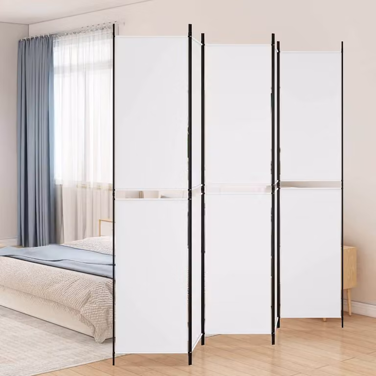 Divisorio a 5 Pannelli vidaXL Bianco in Tessuto L: 250 cm, H: 220 cm