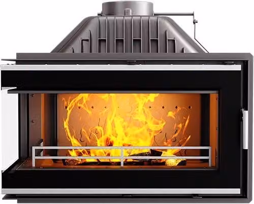 Inserto per stufa a legna OUTINFIRE W16 ECO in ghisa, apertura sinistra, potenza 13,5 KW, colore nero o grigio