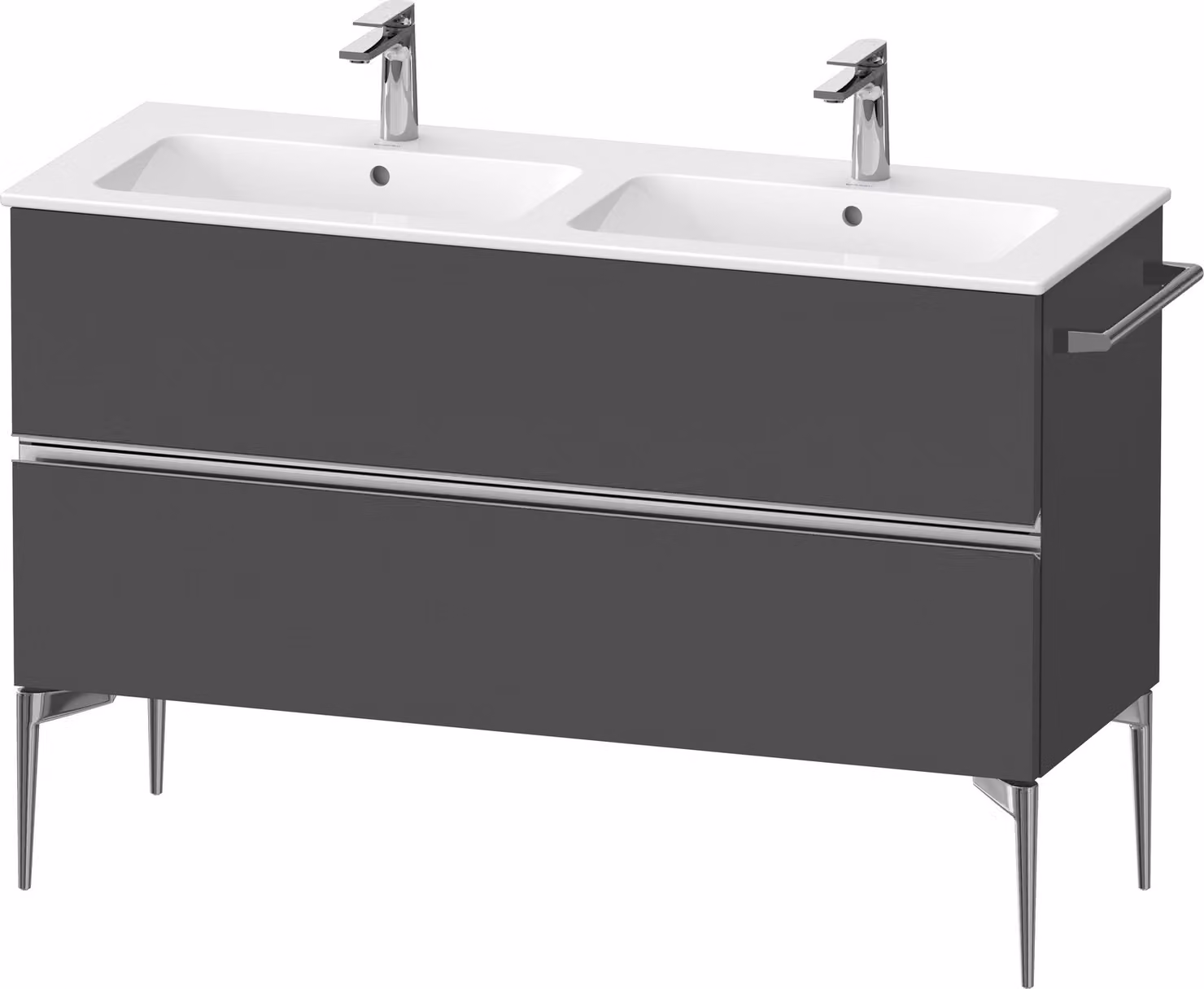 Duravit Sivida bâti-support pour lavabo, 2 tiroirs, poignée profilée chromée, 1280x477x591mm, pour ME by Starck, SV4647010490000, SV4647010490000